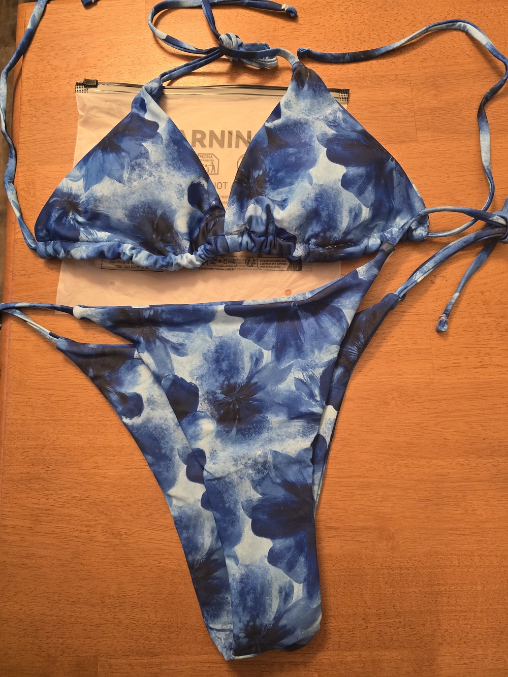Women's Bikini Set Bathing Suit Floral Tie Halter Triangle High Cut Thong